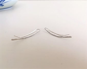 Sterling Silver Ear Climbers, Hammered Sterling Silver Wire Ear Climbers, Silver Ear Climbers, Minimalist Ear Climbers
