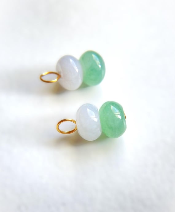 Small Icy Burmese Jadeite Charms Type A in Sterling Silver or 14K Gold Filled, Jade Charms for Hoops, Necklace and Bracelet