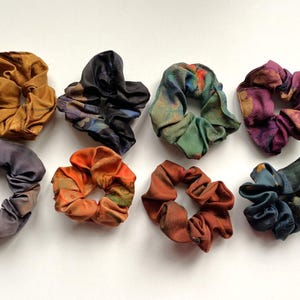 100% Mulberry Silk Scrunchie, Plant Dyed, Unique Patterns, Hair Buns, Ponytails, Bracelet