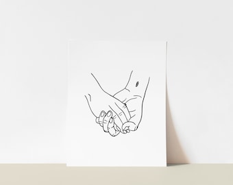 Redeeming | Jesus Hand Line Art | Basic Line Jesus Holding Woman's Hand | Boho Line Art | Religious Line Art | Minimalist Art Print