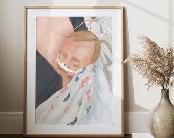 NICU Baby Portrait | Heirloom Birth Portrait | Birth Poster | Newborn Portrait | NICU Baby Awareness | Baby Birth Memorabilia