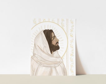 The Son | Religious Art | Christian Paintings | Easter Wall Art | Jesus Painting | Christian Line Art | Boho Christian Art