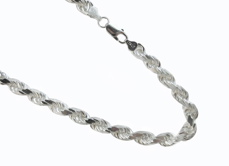 Sterling Silver Rope 7.5mm Sterling Silver Chain. Etsy