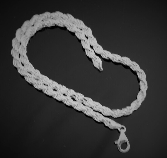 Rope Chain. Sterling Silver Necklace. 6mm Thick. 16,18,20,22,24,30