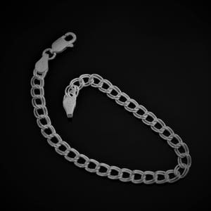 Charm Bracelet. 4mm Double Link Bracelet. 925 Sterling Silver. 6,7, 8 inch available