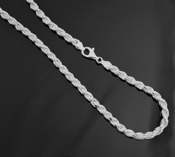 Rope Chain. Sterling Silver Necklace. 6mm Thick. 16,18,20,22,24,30 Inches  Available