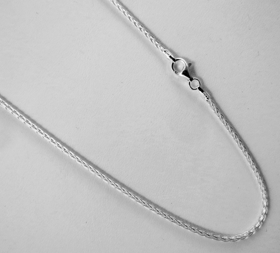 Bestgoldshop 925 Sterling Silver Wheat Spiga Chain Necklace – Adjustable Up To 22 Inches