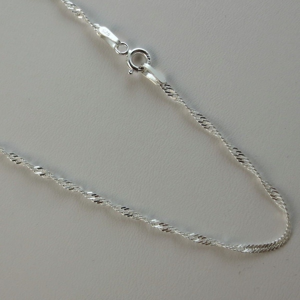 1.5mm Singapore Sterling Silver Anklet, Bracelet, 7,8,9,10,11 inch.