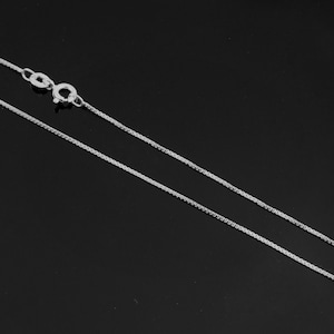 Sterling Silver Box Chain 1mm Thin Fine Necklace. 14,16,18,20,22,24,30 Inches Available