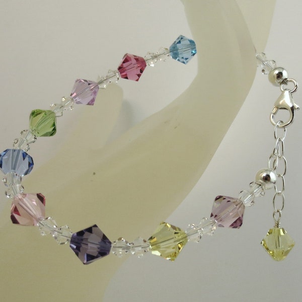 Pastel Multi-color Bracelet made with Swarovski Crystal Elements. 8mm bicones. 6,7,8, and 9 Inches