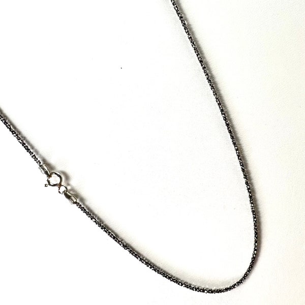 Dark Oxidized Sterling Silver Sparkle Chain, 1.1mm 925 necklace. 30 inches