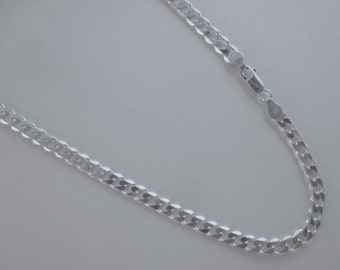 5.5mm Sterling Silver Curb Chain Necklace. 16,18,20,22,24,30 Inch Available.