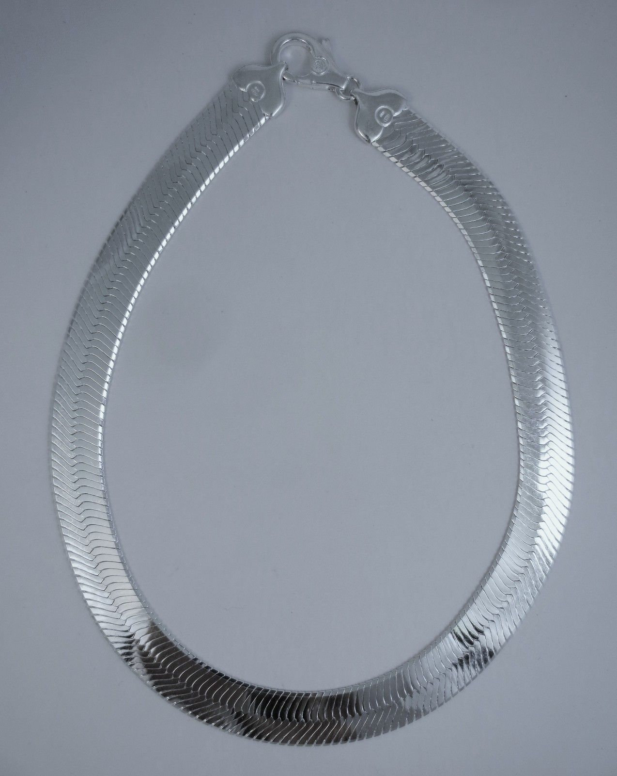 16mm Herringbone Solid Necklace Sterling Silver 925 Italy 16mm Herringbone Solid Necklace Sterling Silver 925 Italy