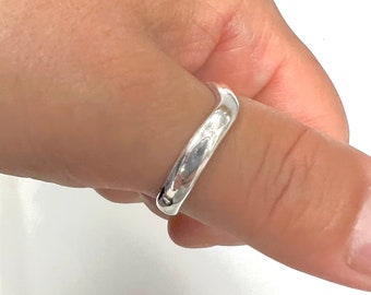 Thumb Ring Sterling Silver Wavy Curved High Polished Band. Size 8 to 12 available.