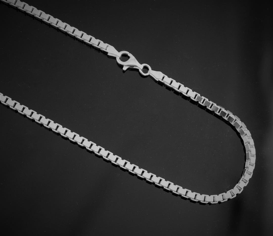 Sterling Silver Box Chain 3mm Thick Solid Necklace. 18,20,22,24 Inches Available Etsy