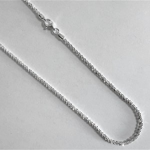 2mm Diamond Cut Roc Chain Sterling Silver Necklace, 16,18,20,22,24,7,8,9,10,11 Inch