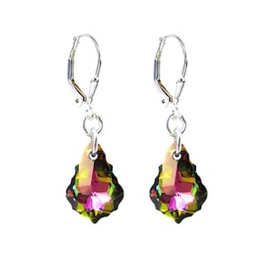 Vitrail Medium Earrings Made with Swarovski Crystal Elements. Mystic Topaz Colored. Sterling Silver  Lever-Back