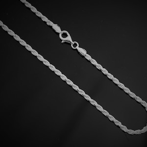 14,16,18,20,22,24,30 Inches Available 3.5mm Thick Sterling Silver Necklace Rope Chain