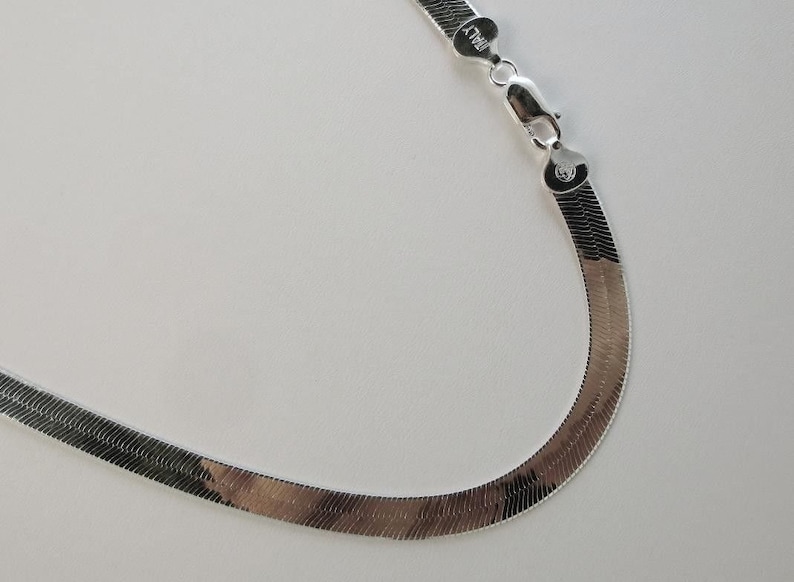 7mm Sterling Silver Herringbone Necklace. Etsy
