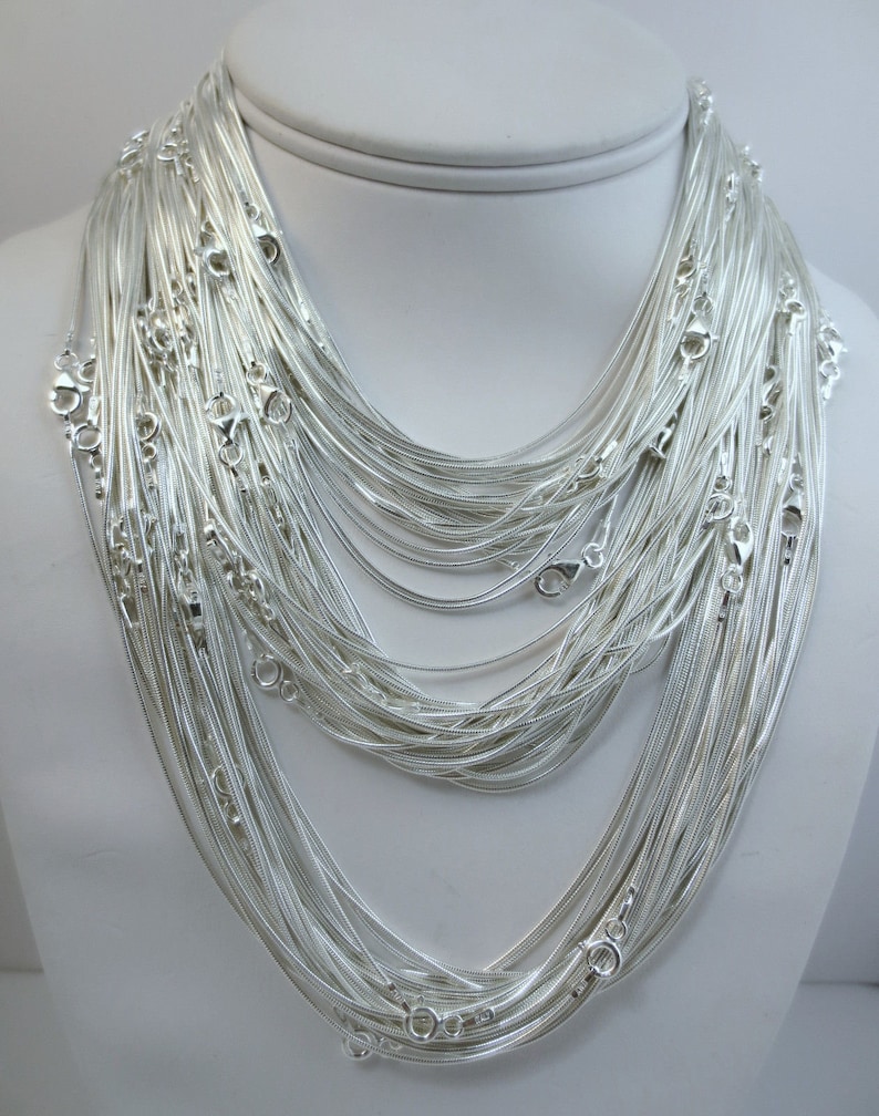 1mm Sterling Silver Snake Chain. Necklace. Etsy