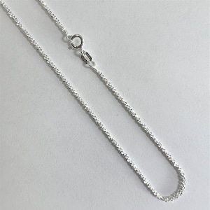 1mm Thin Diamond Cut Roc Chain Sterling Silver Necklace, 16,18,20,22,24 Inch