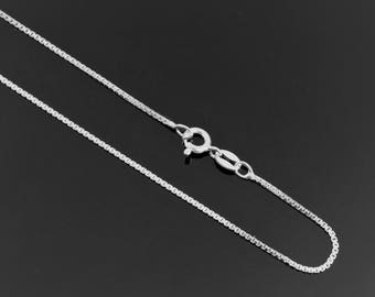 Sterling Silver Box Chain 1.1mm Thin Fine Necklace. 14,16,18,20,22,24,30 Inches Available