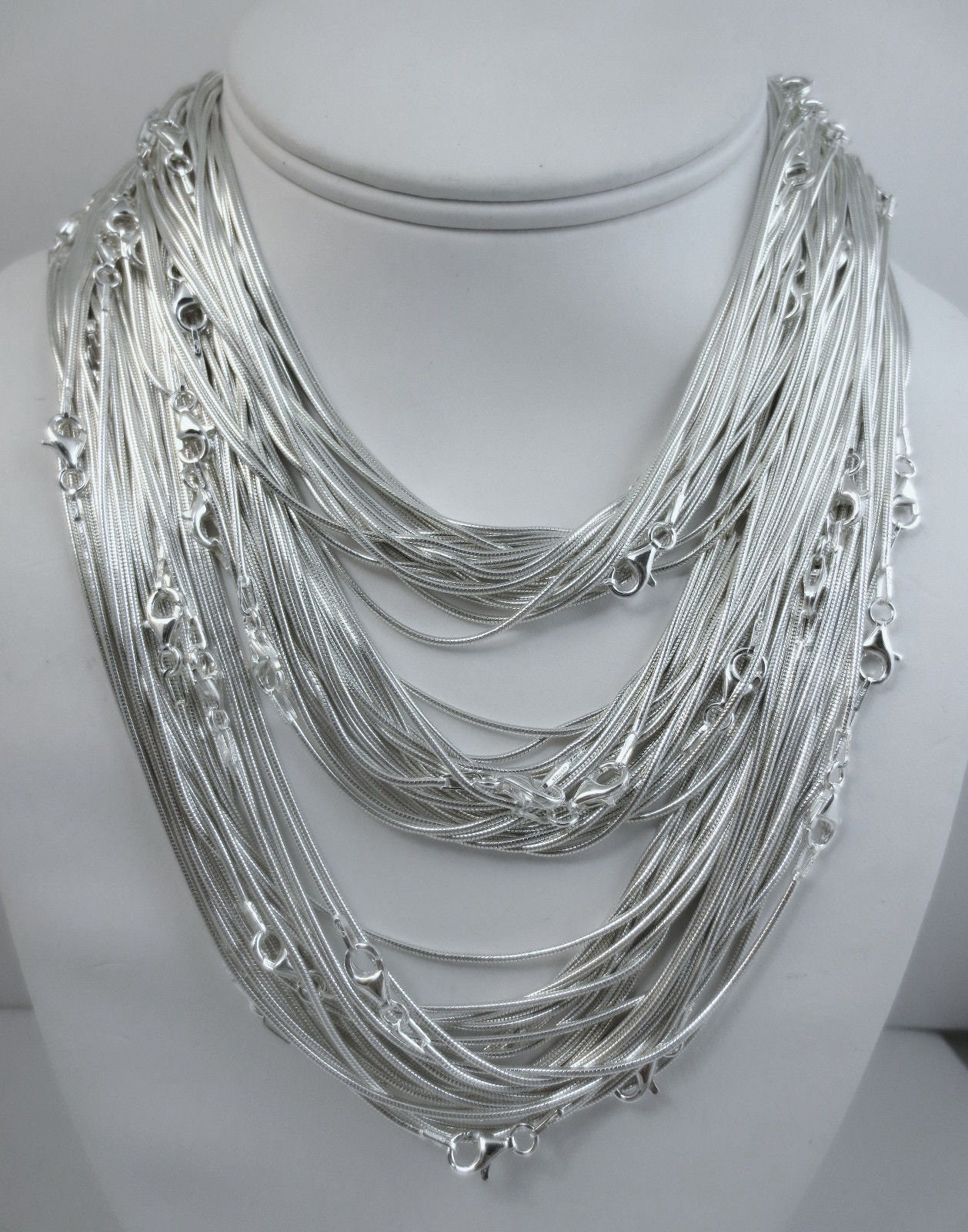 1.3mm Sterling Silver Snake Chain. Necklace. 16,18,20,22,24