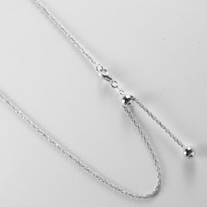 1.5mm Rope Necklace. Adjustable 24 inch or make it shorter. Rhodium Over Sterling Silver Chain
