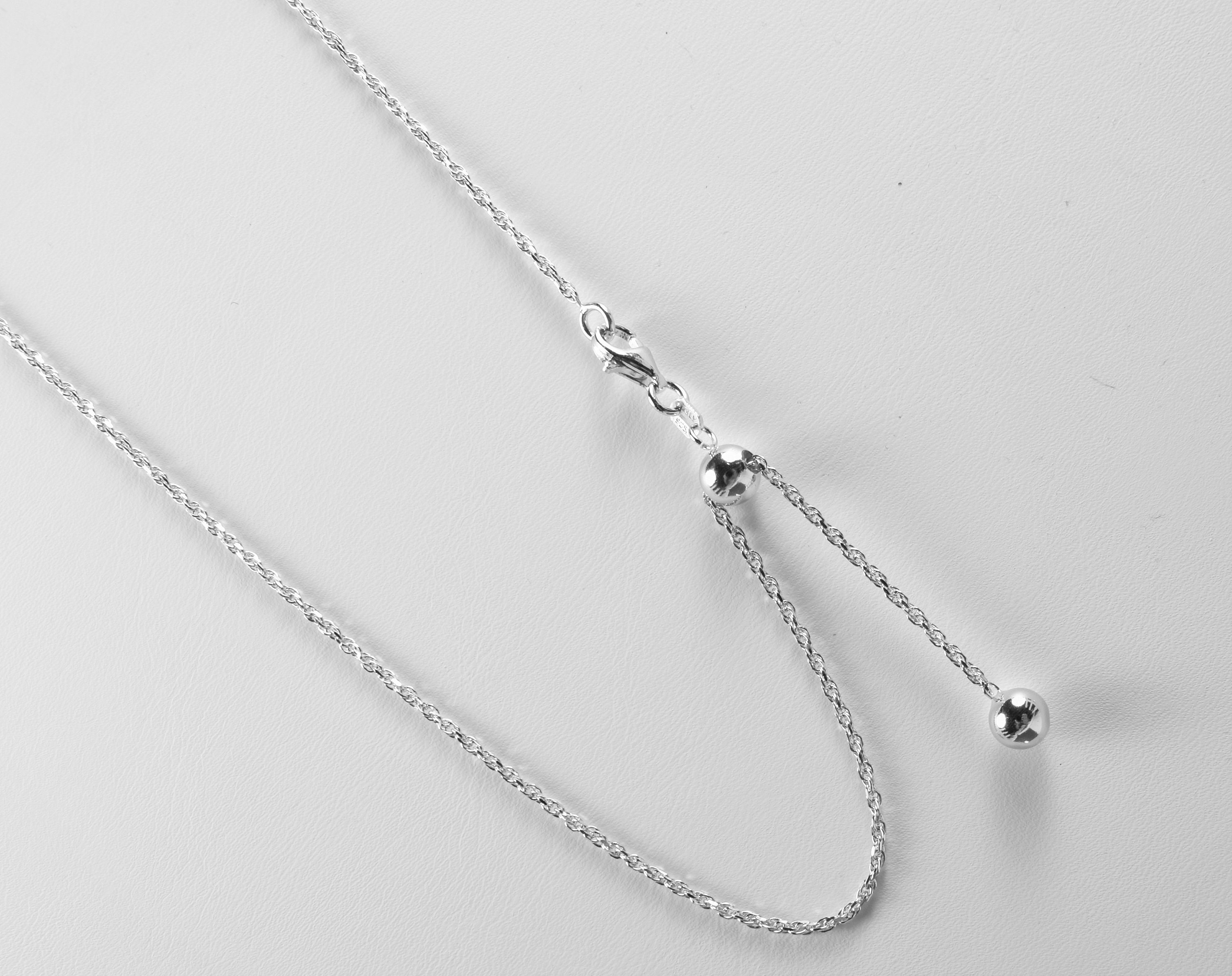 Width 1.2mm 22 Sterling Silver Rhodium Plated Sliding Adjustable Snake Chain Necklace Width 1.2mm 22 Sterling Silver Rhodium Plated Sliding Adjustable Snake Chain Necklace