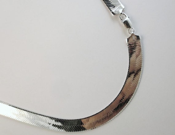11mm Herringbone Necklace Sterling Silver Chain. 16 18 20 22 24 30 inch