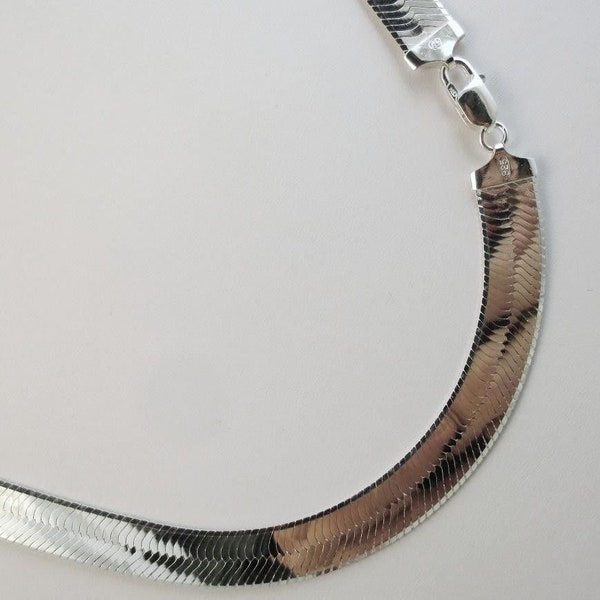 11mm Herringbone Necklace  Sterling Silver Chain. 16,18,20,22,24,30 inch