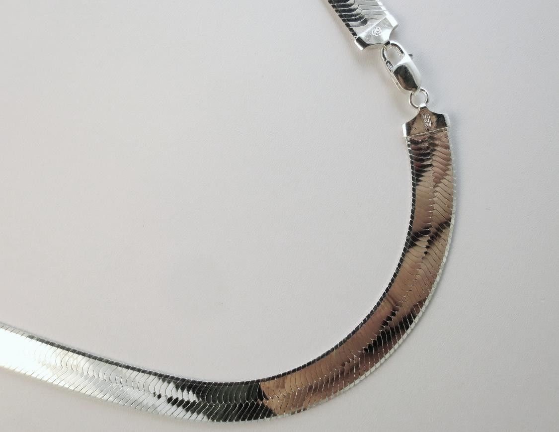 11mm Herringbone Necklace Sterling 