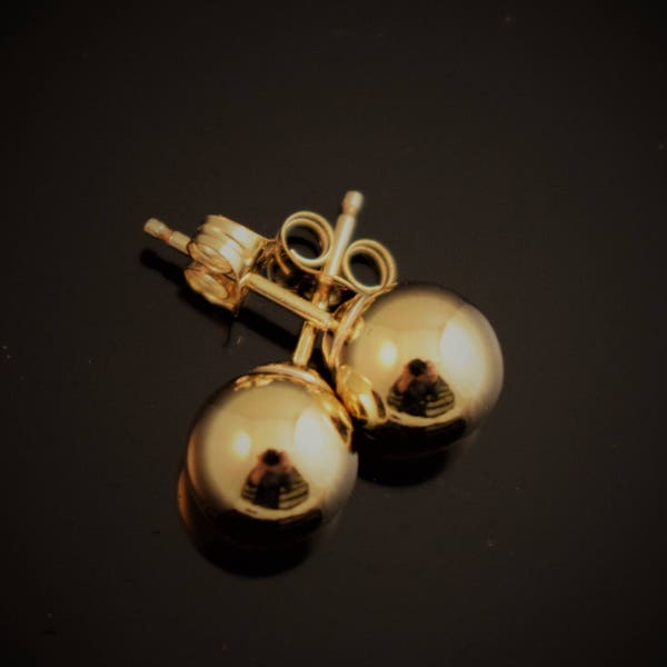 14k Gold Filled (1/20 of 14k Gold) Ball Stud Earrings. 3mm, 4mm, 5mm, 6mm, 7mm, 8mm, 9mm, 10mm Bead, Ball size