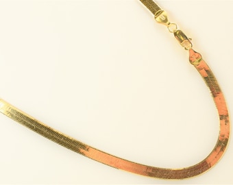 5.5mm Vermeil (14k Gold Plated Over Sterling Silver) Herringbone Necklace, Bracelet. 7,8,16,18,20,22,24 Inch.