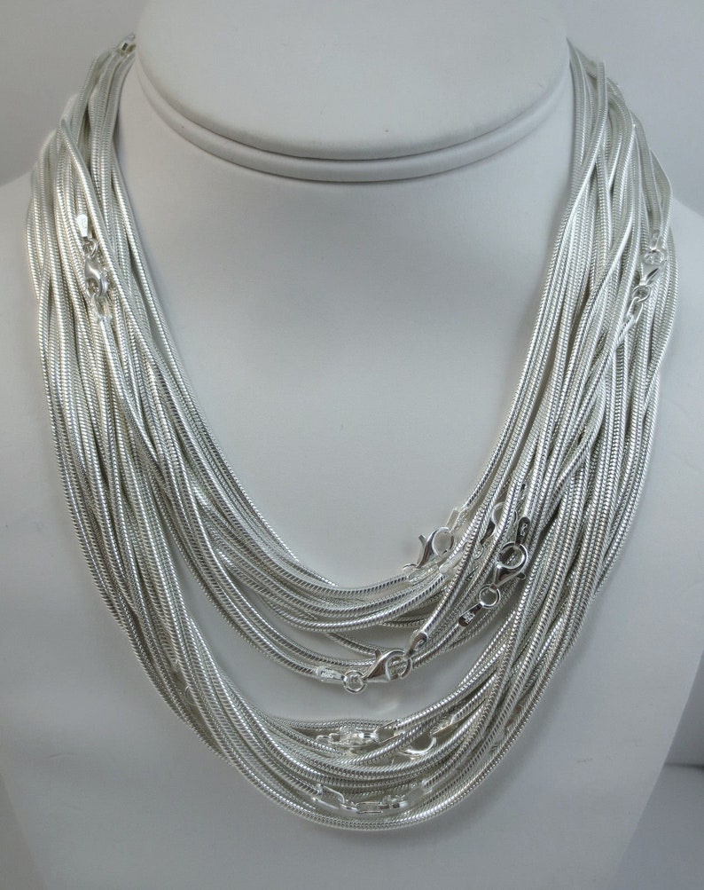 2mm Sterling Silver Snake Chain. Necklace. 161820222430 Etsy