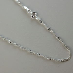 1.5mm Singapore Sterling Silver Chain necklace. 16,18,20,22,24 inches.