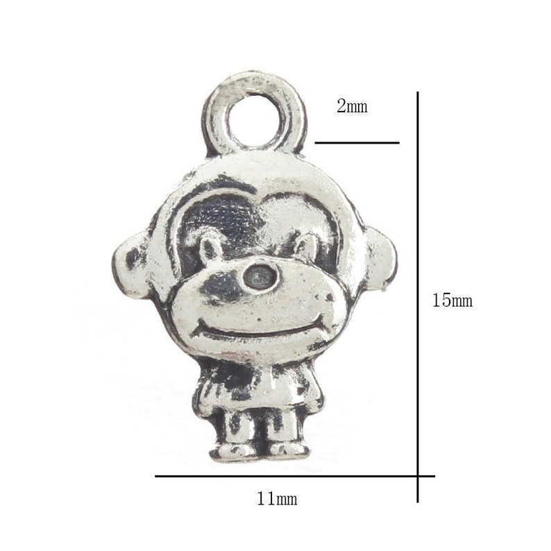 20 Antique Silver Colour 16 x 13mm Cute Monkey Charms