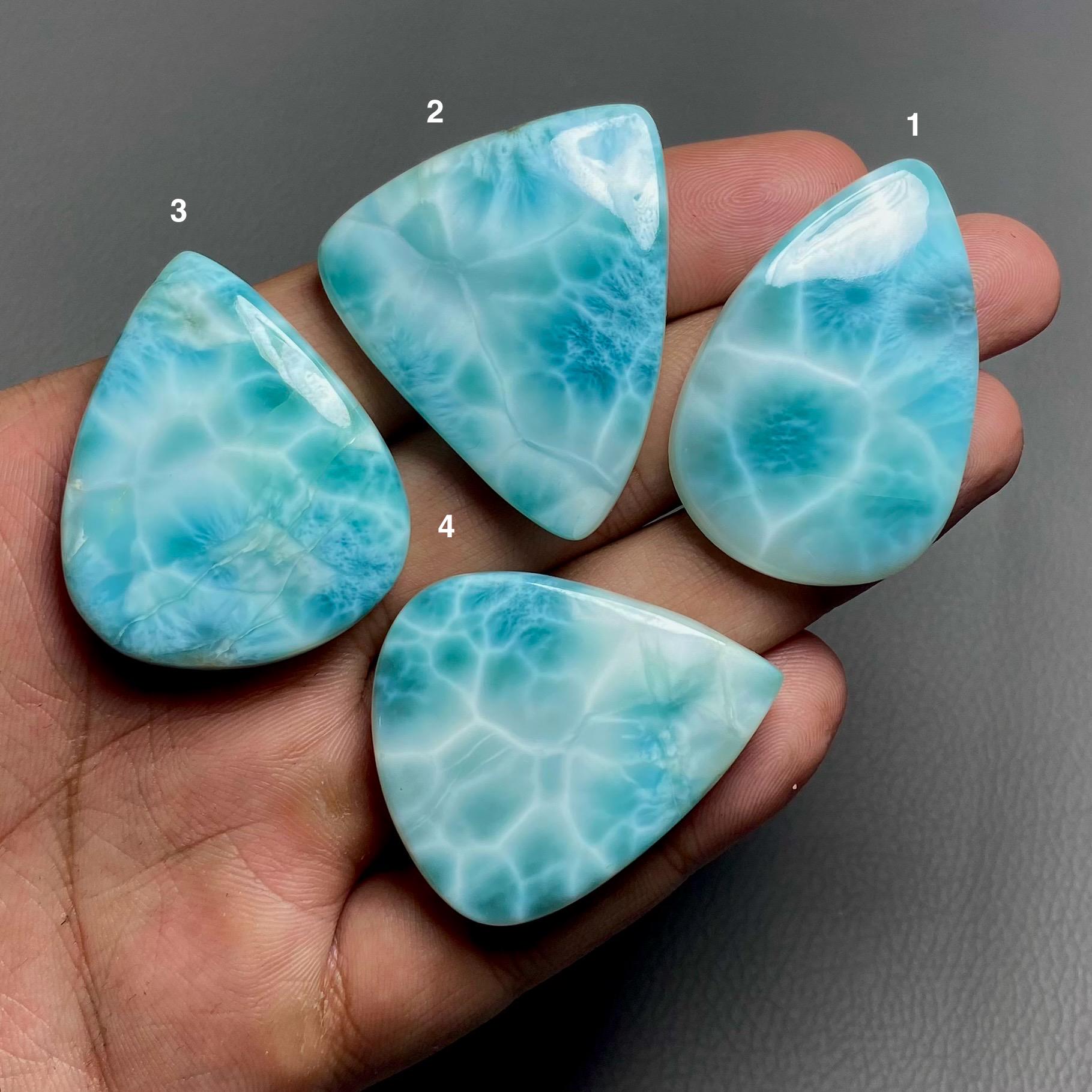 Big Size Spider Web Pattern Larimar Cabochon, Larimar