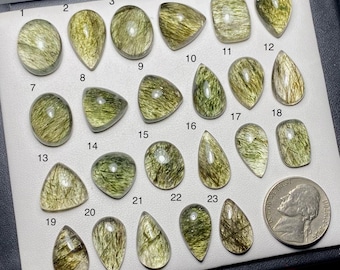 Selected Green Rutile Quartz Cabochon Gemstone for Making Jewelry