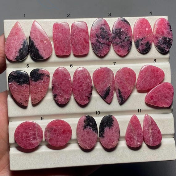 Rhodonite Pair A One Quality 100% Natural Rhodonite Cabochon Loose Gemstone For Making Earring SF-1033