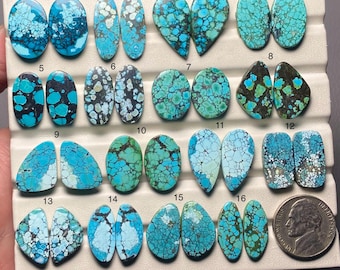Top Grade Tibetan Turquoise Pair A One Quality 100% Natural Tibetan Turquoise Cabochon Loose Gemstone For Making Earring SF-872