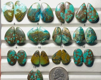Hubei Turquoise Pair A One Quality 100% Natural Cabochon Loose Gemstone For Making Earring SF-2640