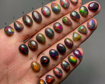 Black Ethiopian Opal Top Grade Quality Smoked Black Ethiopian Opal Cabochon Loose Gemstone For Making Jewelry SF-1053