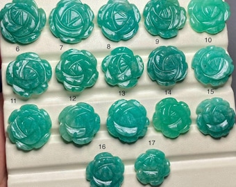 アマゾナイト 最高級品質 100%天然アマゾナイトフラワー彫刻ルース宝石