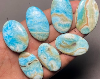 Caribbean Calcite A One Quality 100% Natural Caribbean Calcite Cabochon Loose Gemstone For Making Jewelry Code SF-1503