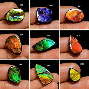 Ammolite A One Quality 100% Natural Amazing Fire Ammolite Cabochon Loose Gemstone For Making Jewelry
