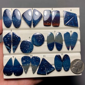 Blue Leland Pair A One Quality 100% Natural Sieber Agate Cabochon Loose Gemstone For Making Earring SF-539