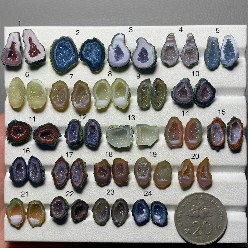 Natural Geode Druzy Cabochon Pair, Crystal Druzy Gemstones, Wire Wrap ...