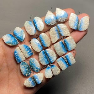 Blue ice Glacierite Pair A One Quality Blue ice Glacierite Cabochon Loose Gemstone For Making Earring Code SF-1482