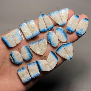 Blue ice Glacierite Pair A One Quality Blue ice Glacierite Cabochon Loose Gemstone For Making Earring Code SF-1480